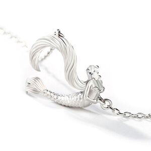 Jeulia "Dancing by the Moonlight" Mermaid Necklace Sterling Plated